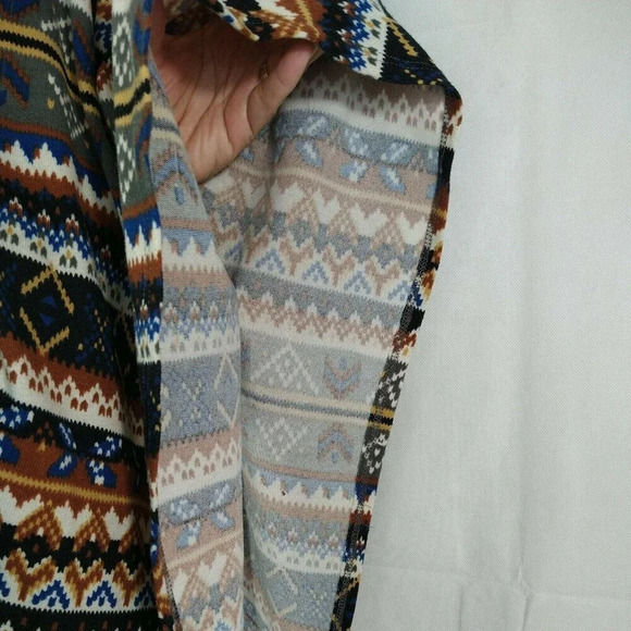 Southwestern Aztec Knit Sweater Jacket Open Front Shawl Women Size L Loose Fit - Picture 3 of 4